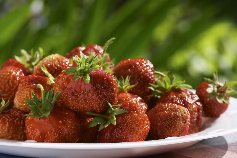 Fresh strawberries on a plate