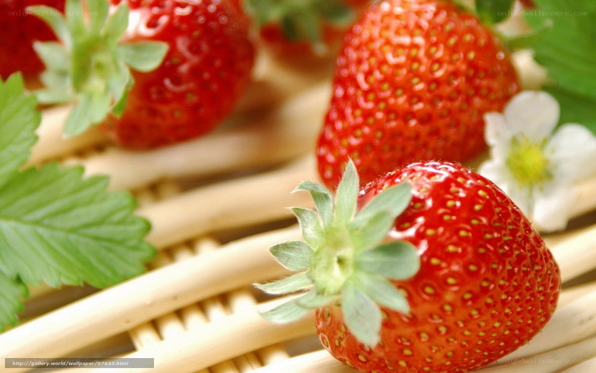 Fresh strawberries on bamboo