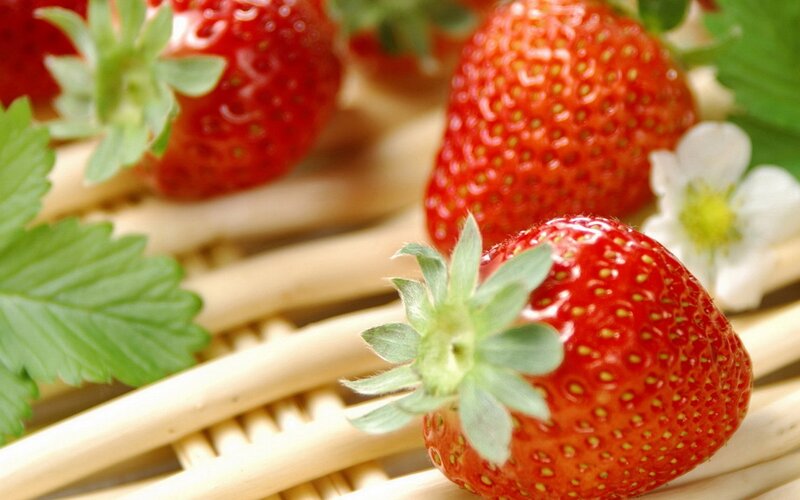 Fresh Strawberries on Basket — Red