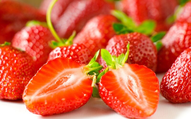 Fresh strawberries on display