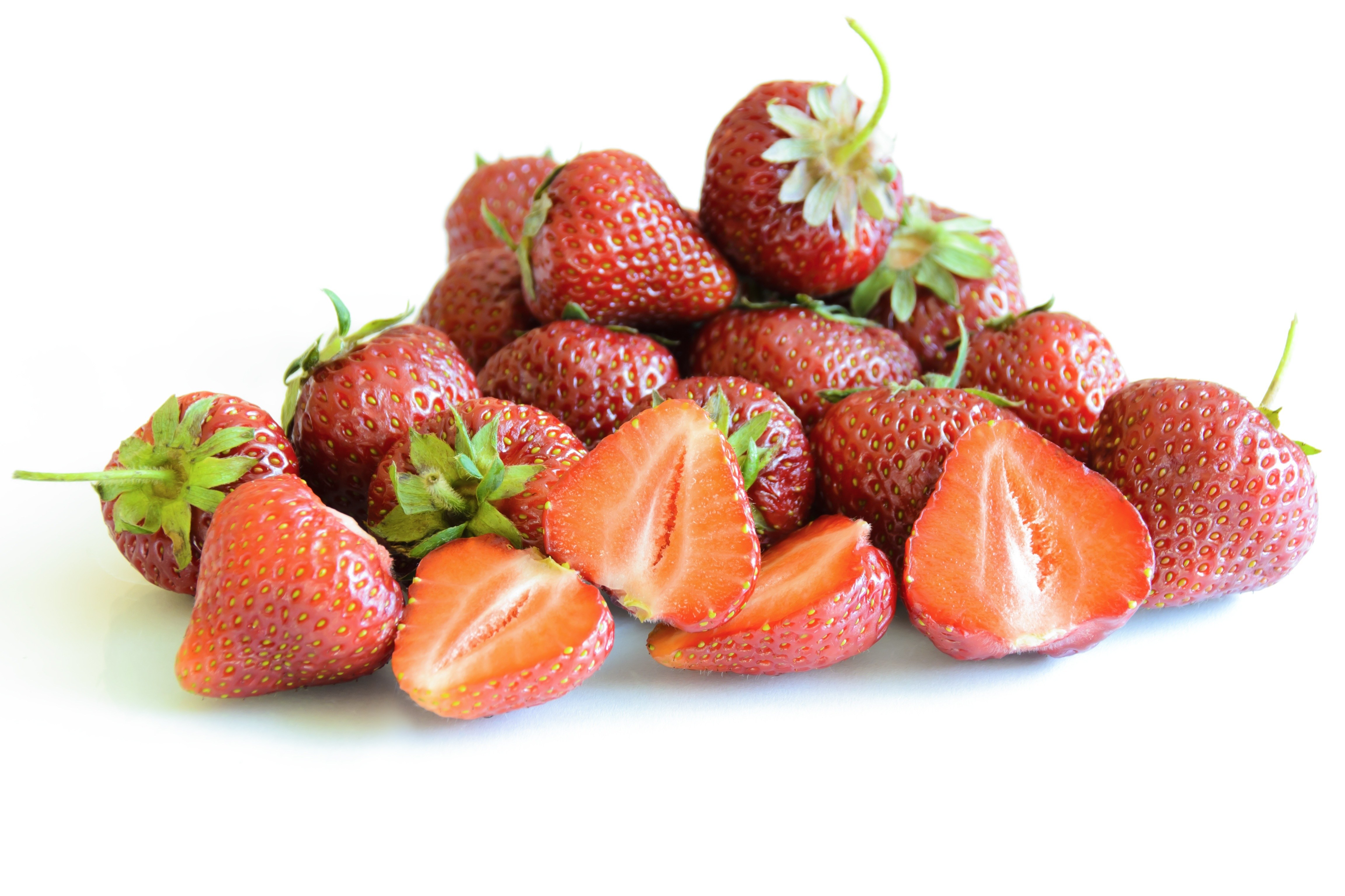 Fresh strawberries on white