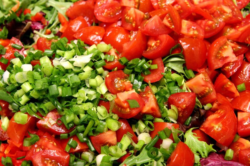 Fresh tomato and green onion salad