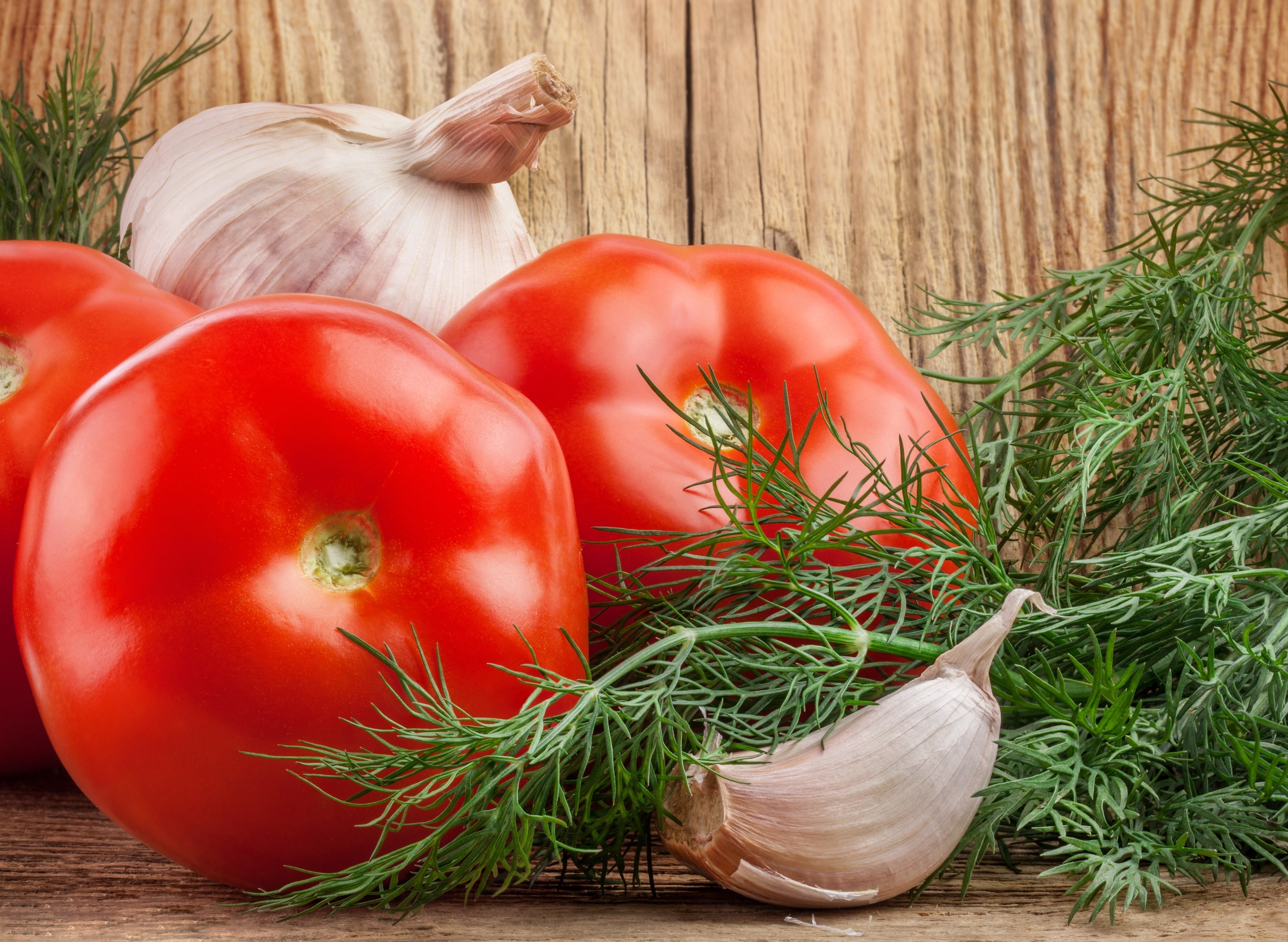 Fresh tomatoes garlic dill