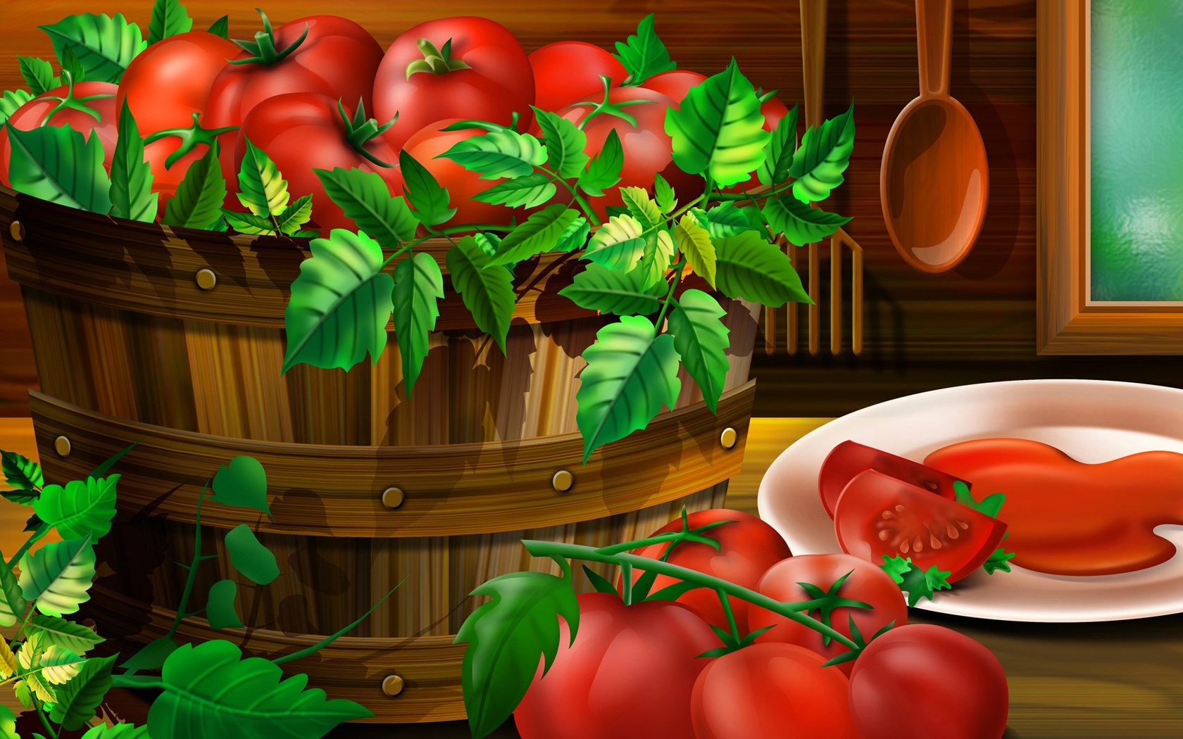 Fresh tomatoes in a basket