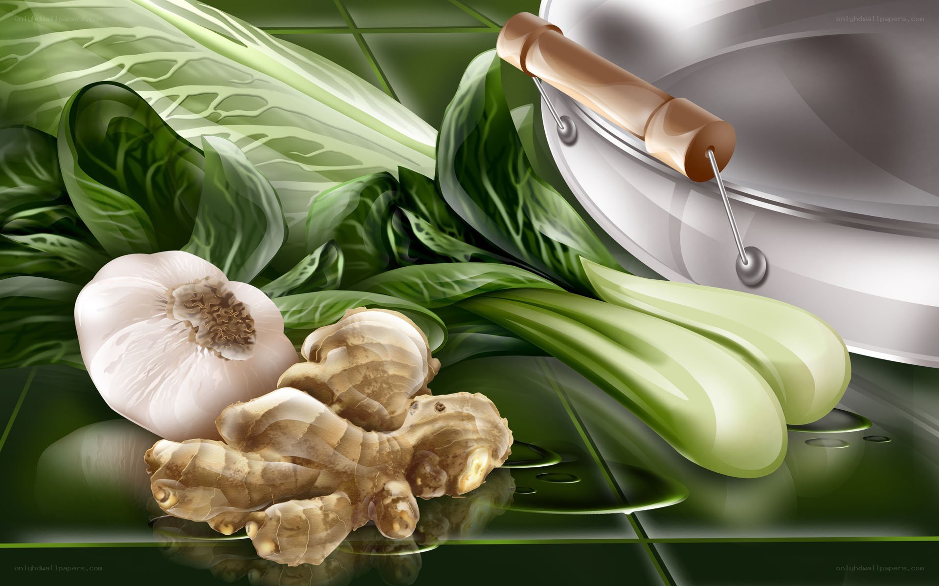 Fresh vegetables and cooking pot