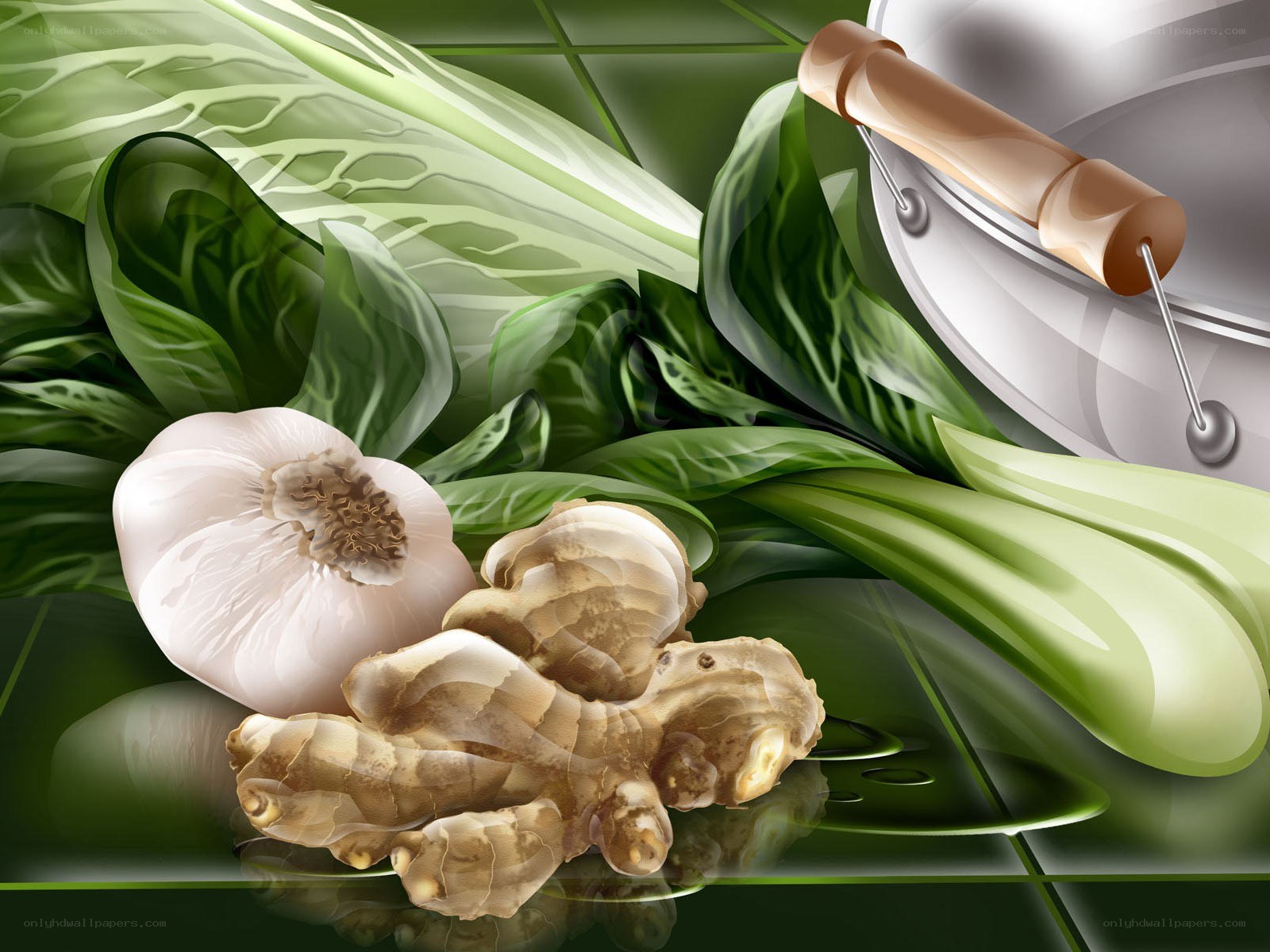 Fresh vegetables and cooking pot