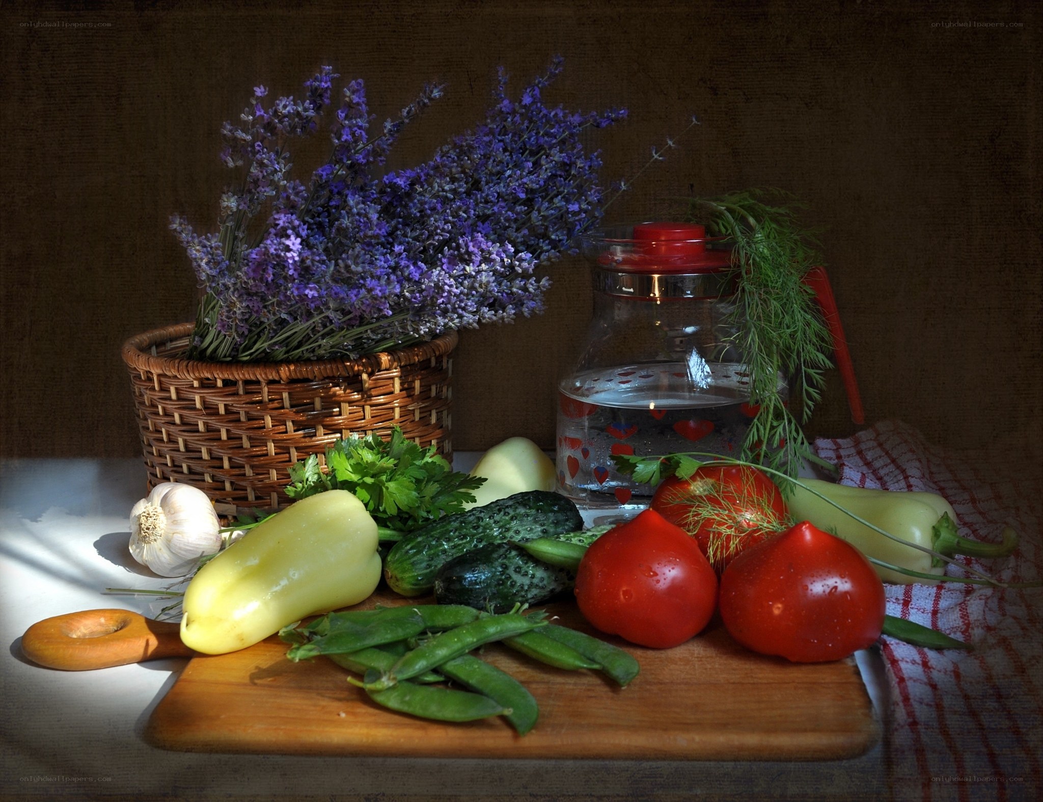 Fresh vegetables and lavender