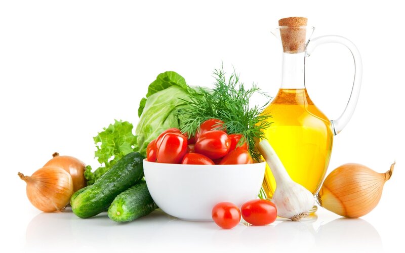 Fresh vegetables and olive oil
