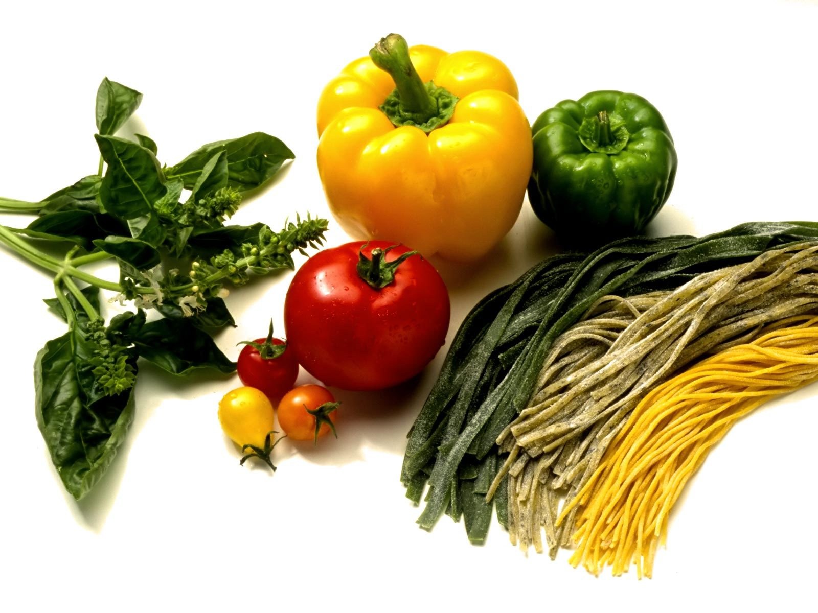 Fresh vegetables and pasta ingredients