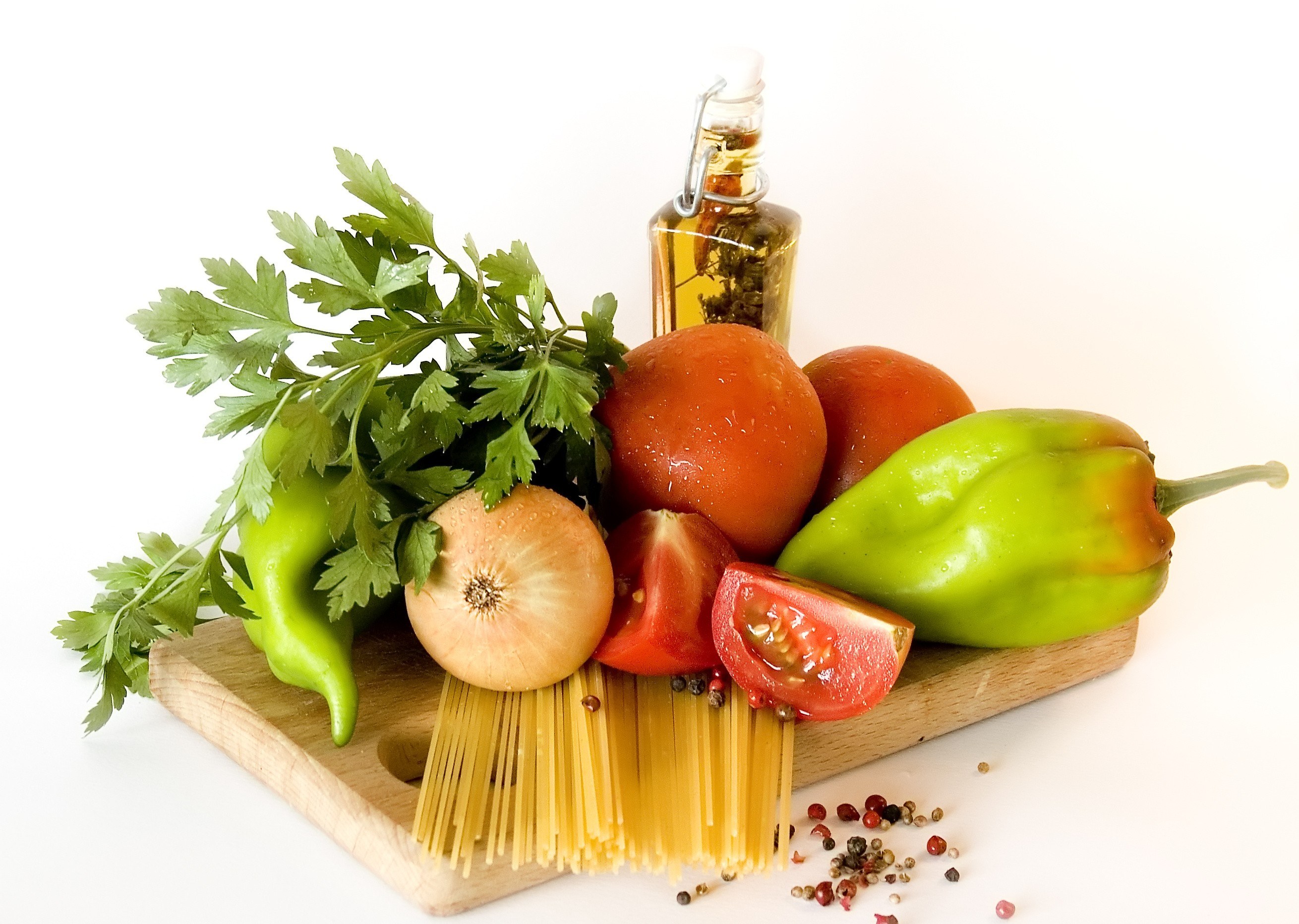 Fresh vegetables and pasta ingredients