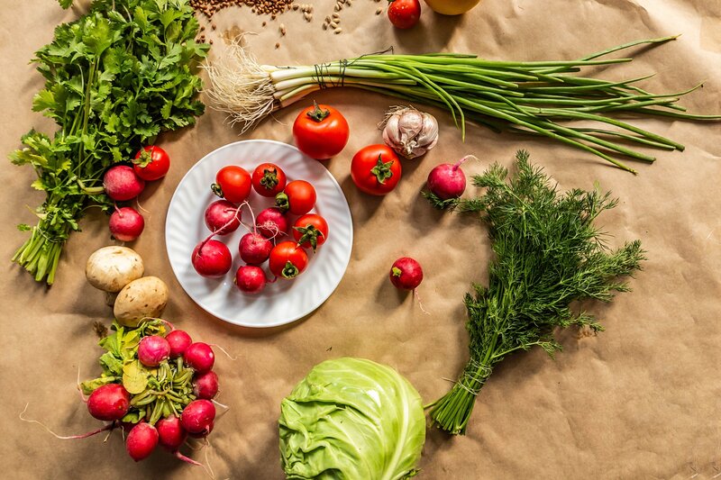 Fresh Vegetables on Paper