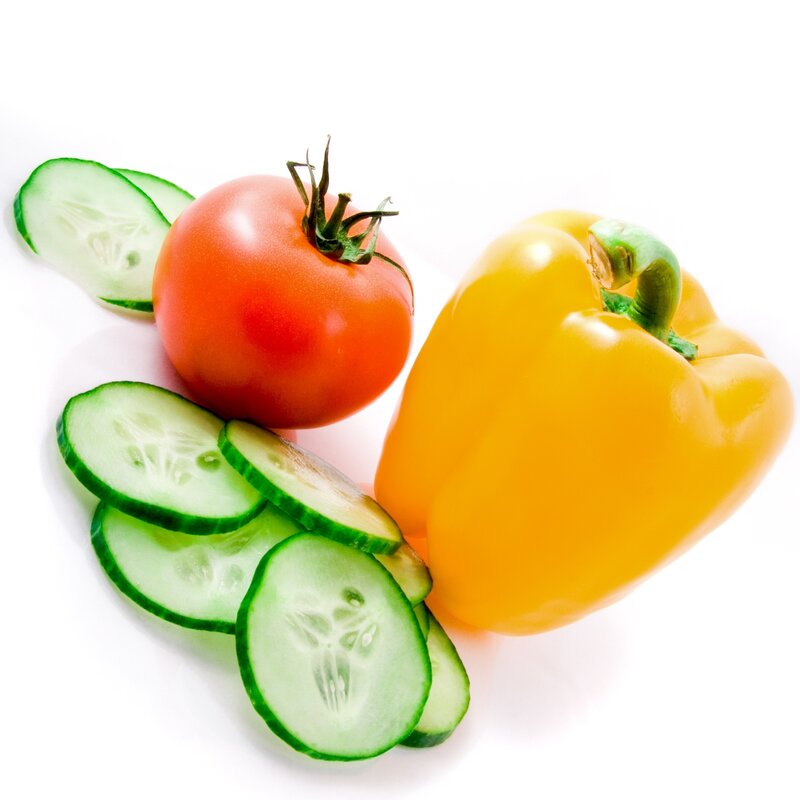 Fresh vegetables on white