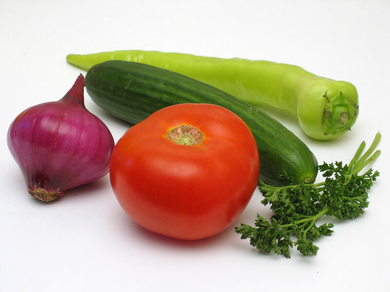 fresh vegetables on white