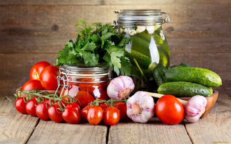 Fresh Vegetables on Wood — Brown, Natural