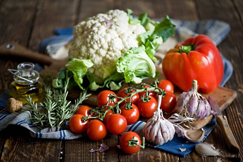 Fresh Vegetables on Wood — Brown