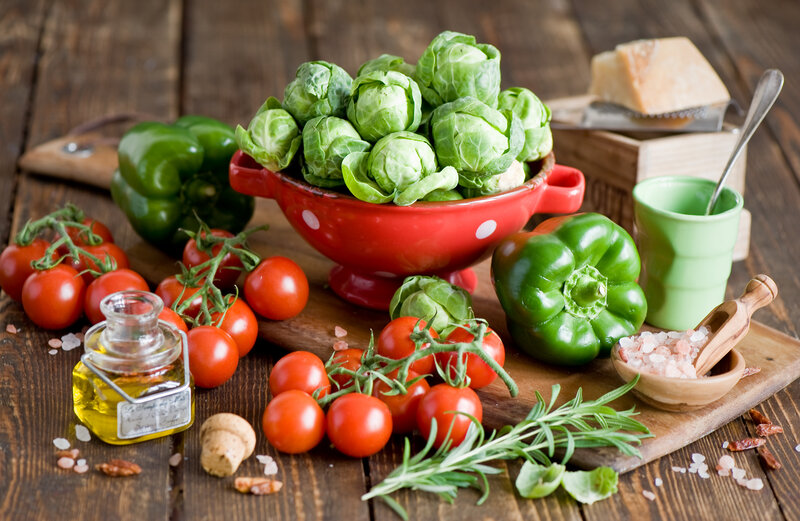 Fresh Vegetables on Wood — Green, Natural