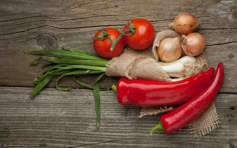 Fresh vegetables on wood