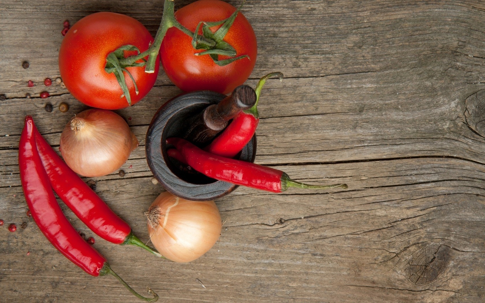 Fresh vegetables on wooden surface