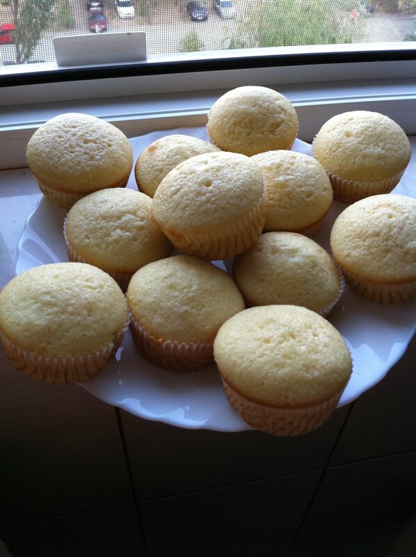 Freshly baked cupcakes on a plate