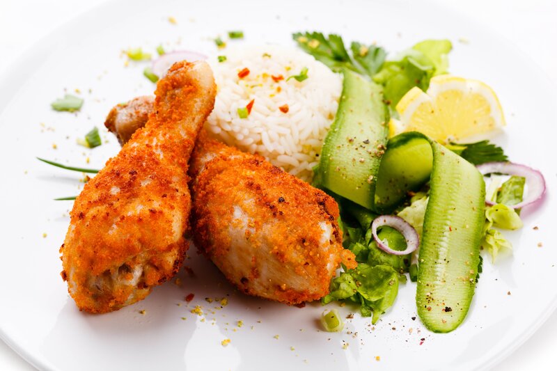 Fried Chicken Legs with Rice