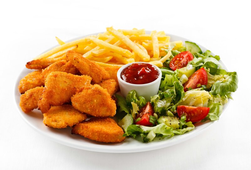 Fried Chicken Nuggets and Fries