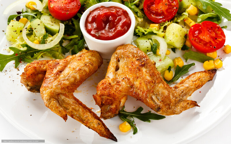 Fried Chicken Wings — White, Appetizing