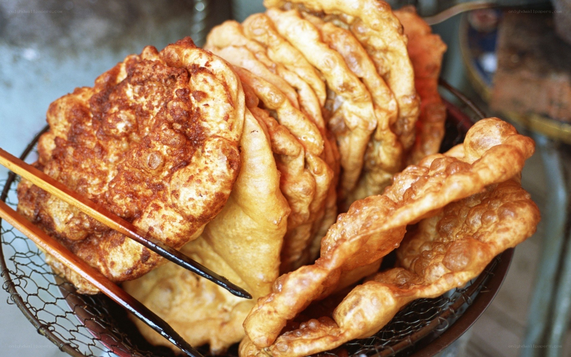 Fried dough snacks in a basket