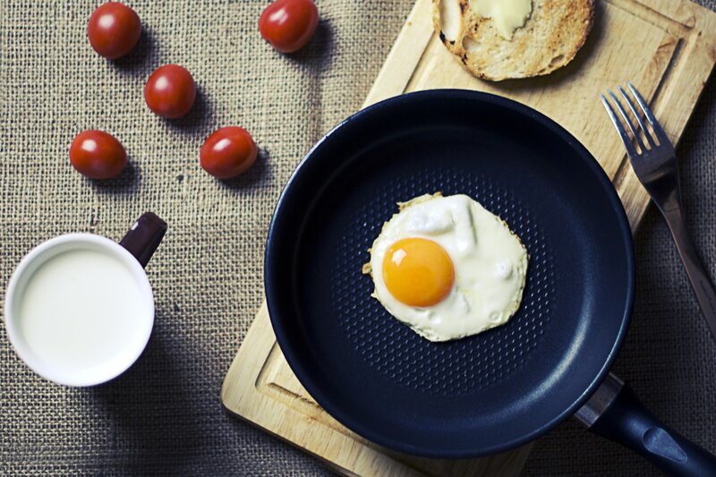 Fried Egg in Pan — Black, Calm