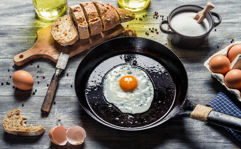 Fried Egg in Pan — Brown