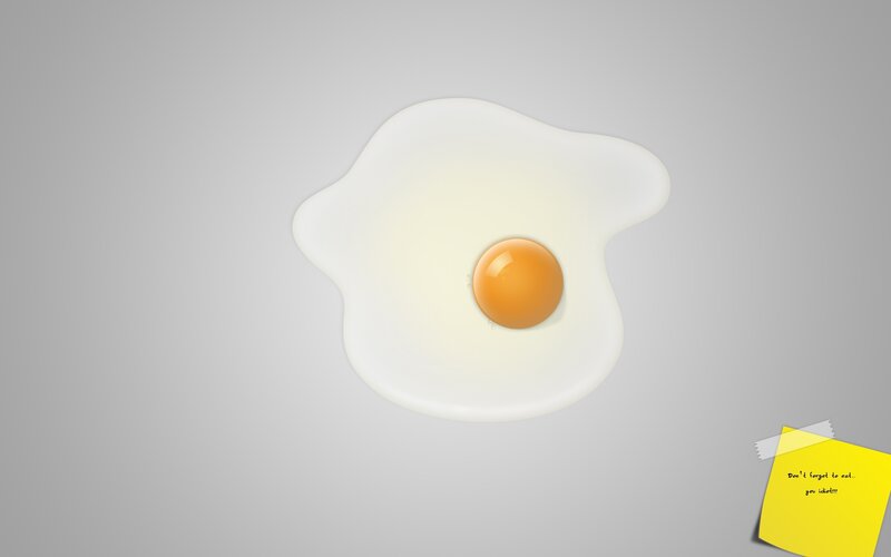 fried egg with note