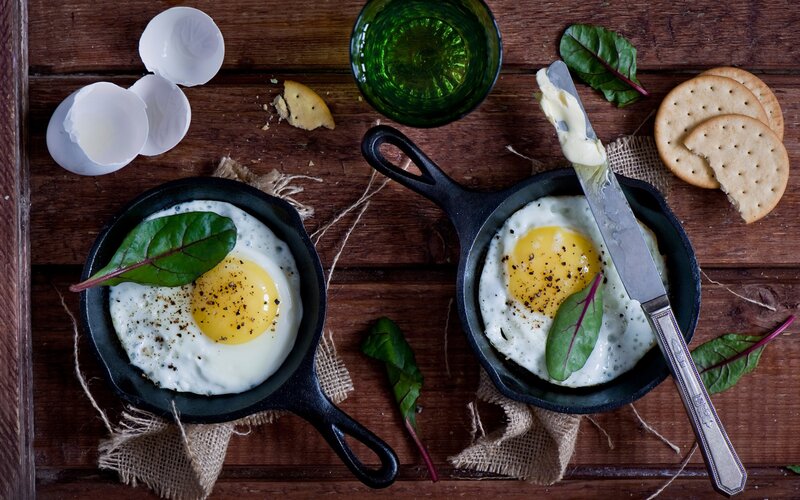 Fried Eggs in Skillets
