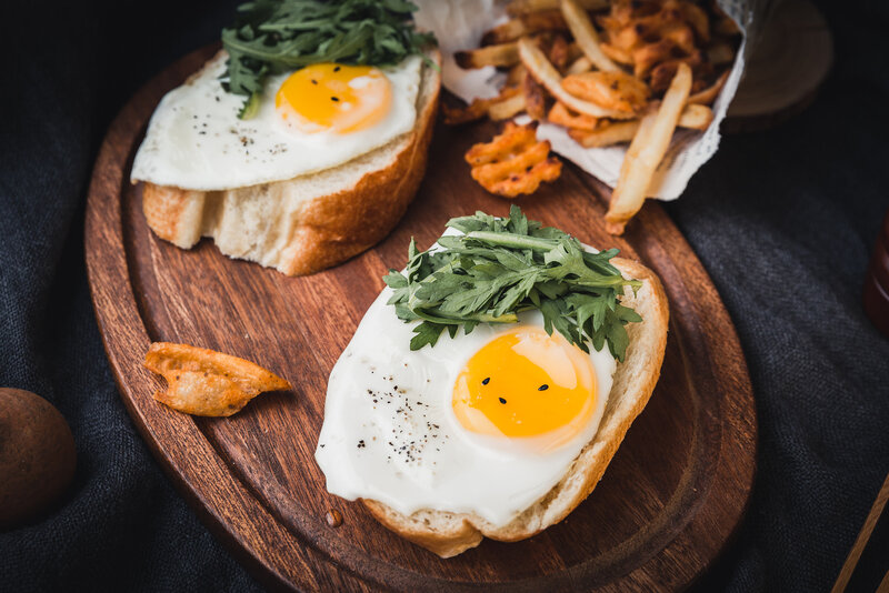 Fried Eggs on Toast — Brown, Appetizing