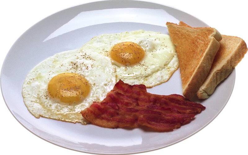 Fried Eggs with Bacon — White, Neutral