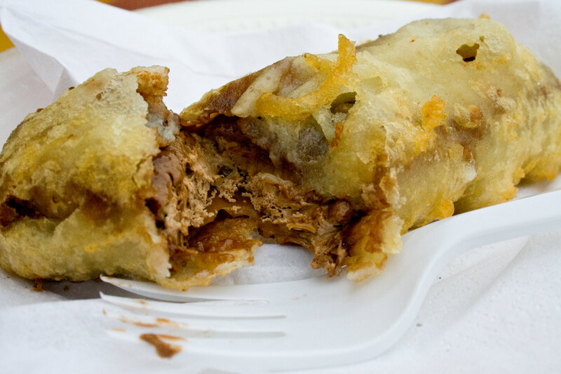 fried food with filling
