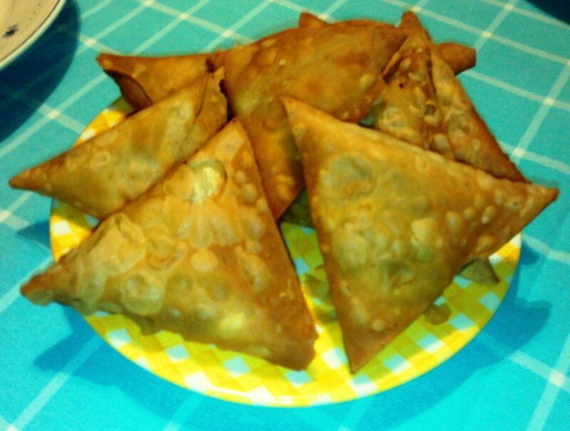 Fried Samosas on Plate