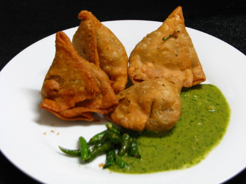 Fried Samosas with Chutney