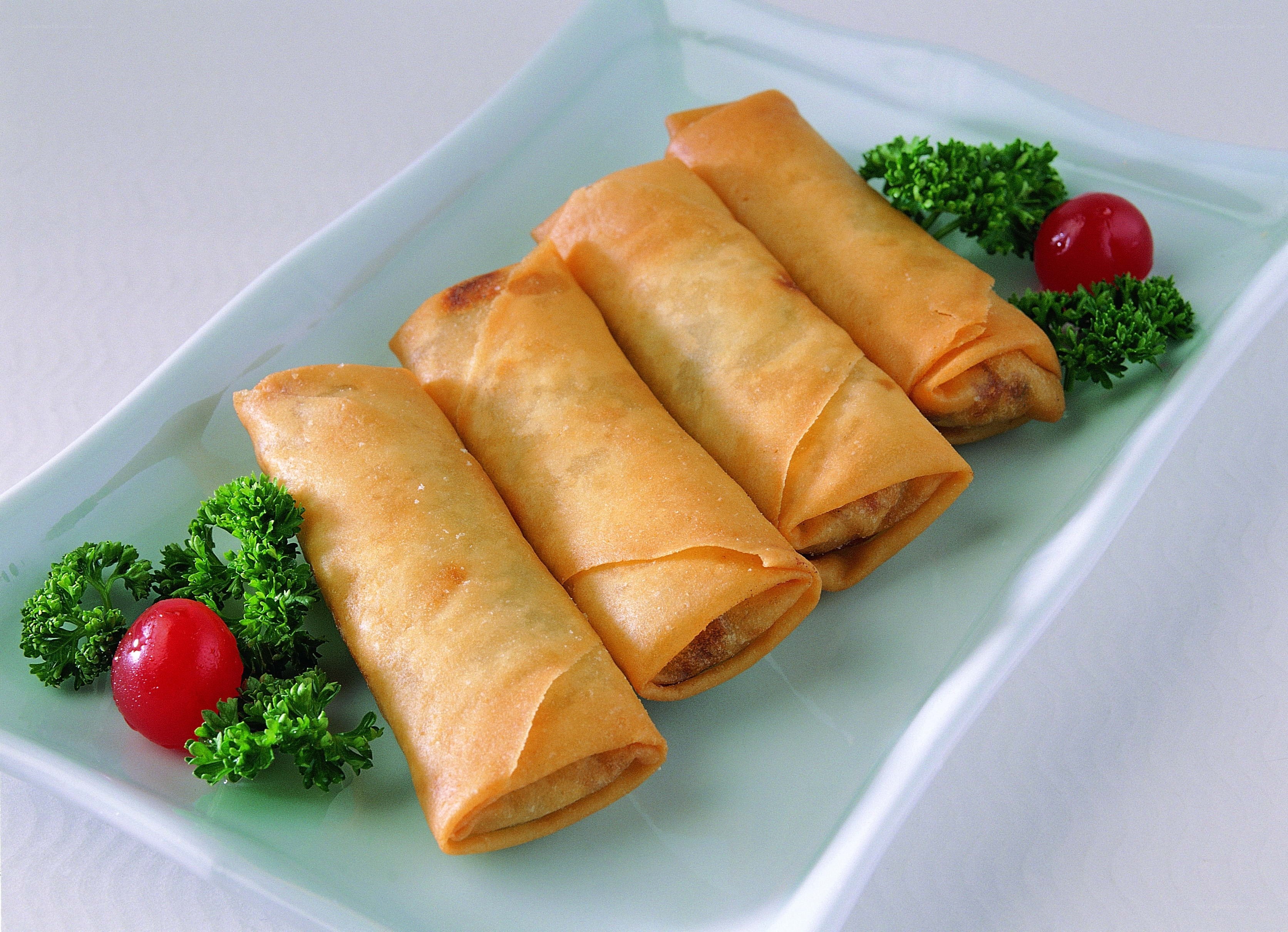 Fried spring rolls on a plate
