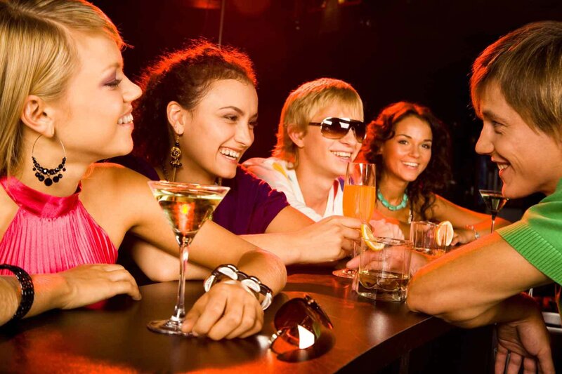 Friends at a Bar — Red