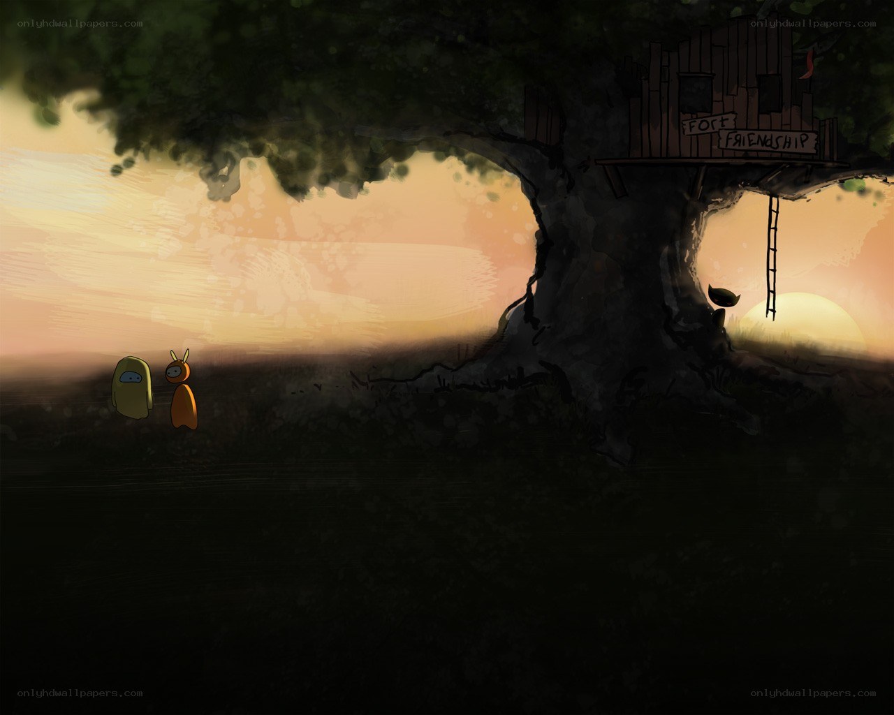 Friends at the treehouse