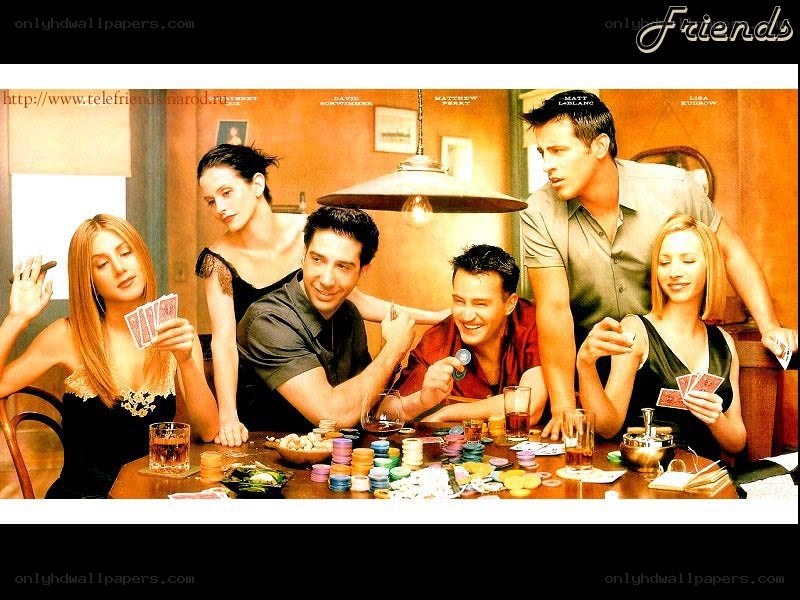 Friends cast playing cards