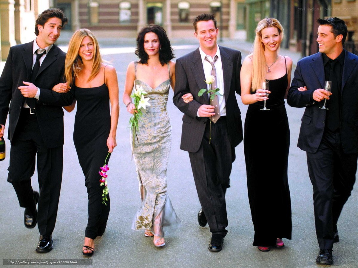 Friends cast walking together