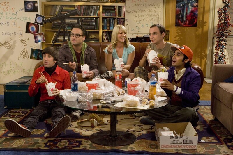 Friends eating Chinese food