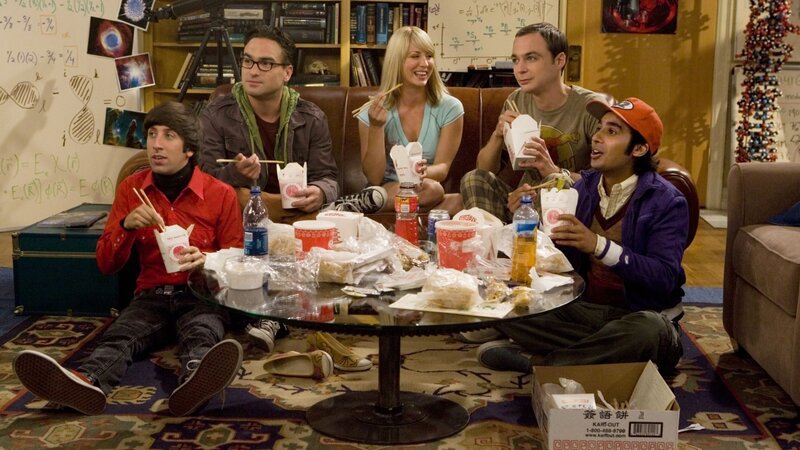 Friends eating Chinese food