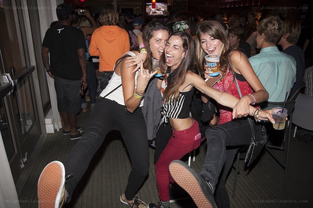 Friends having fun at a bar