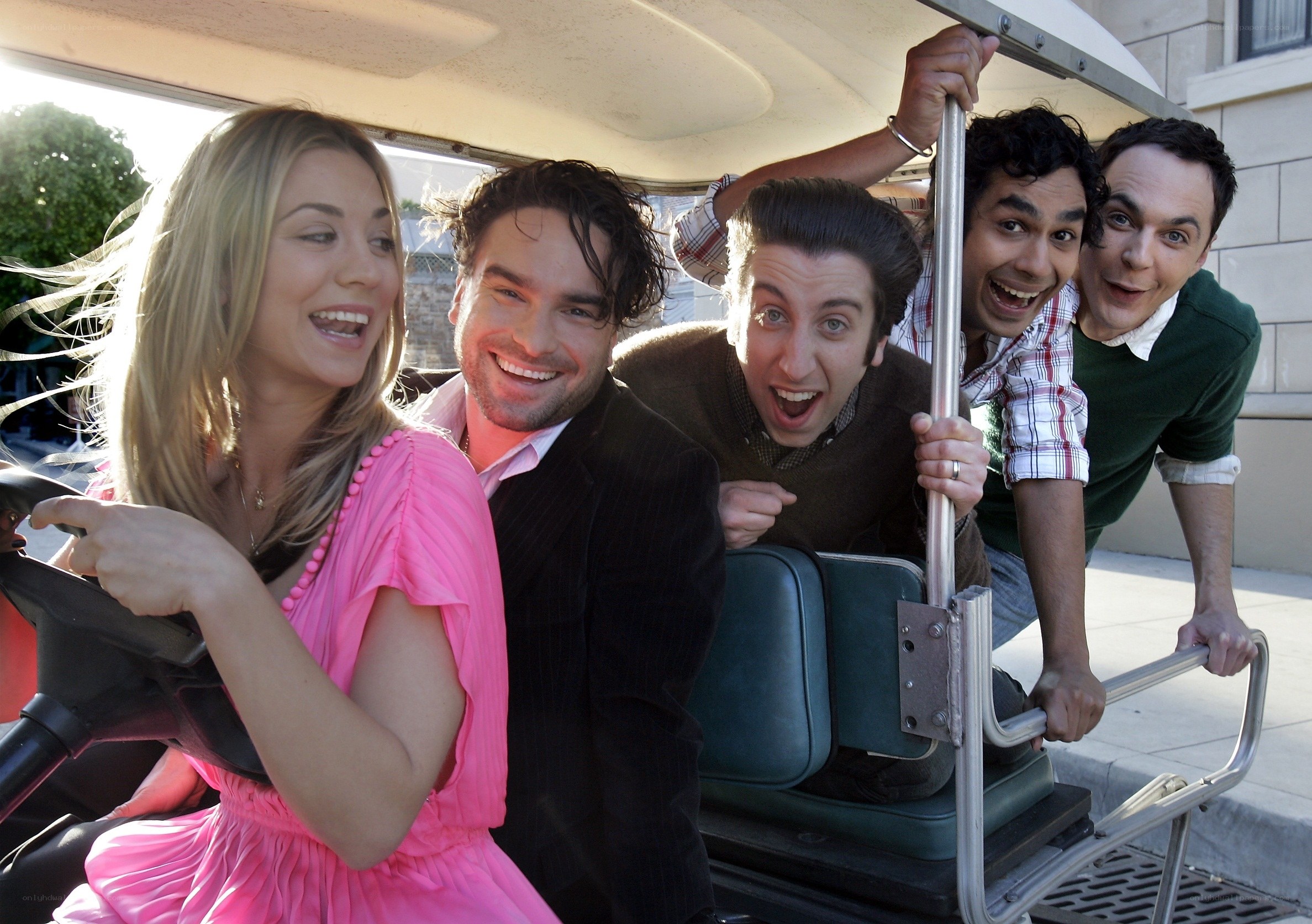 Friends in a golf cart