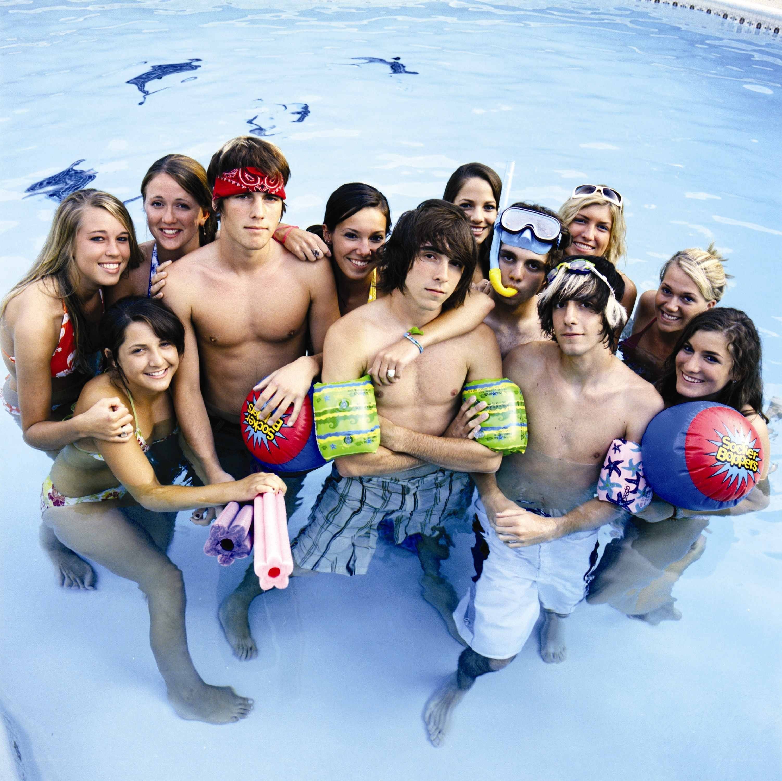 Friends in a swimming pool