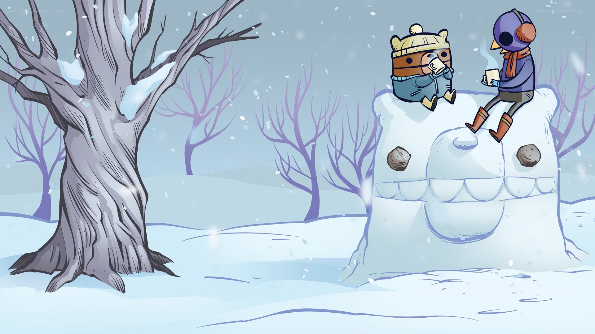 Friends on a snowman