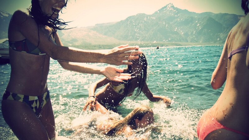 Friends playing in the water