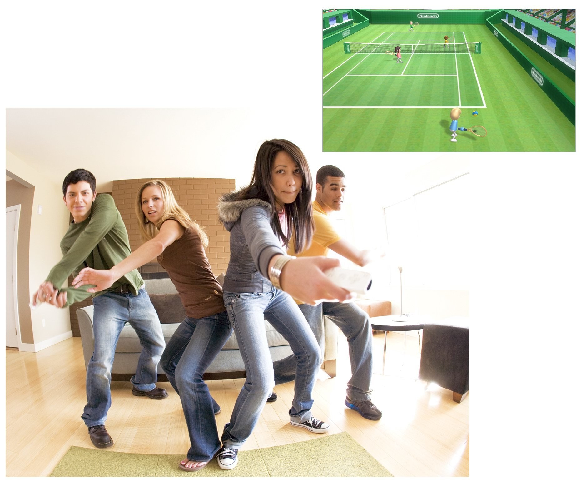 Friends playing tennis game