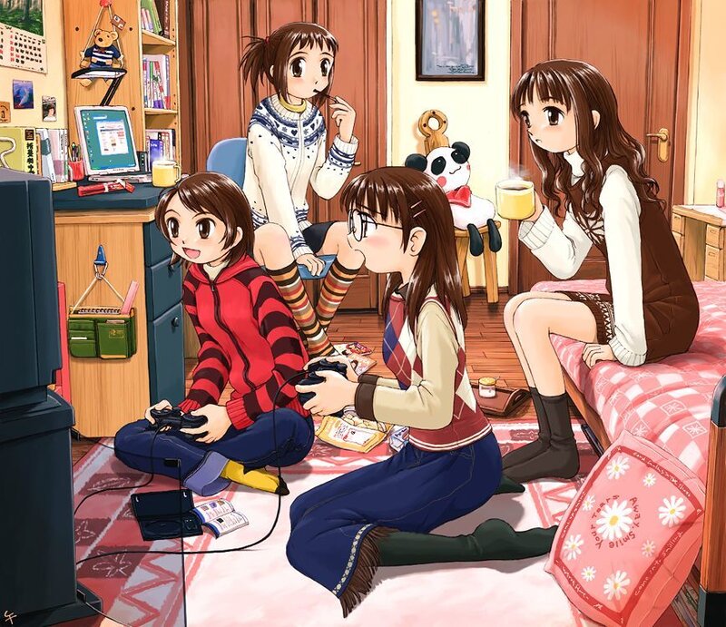 Friends playing video games